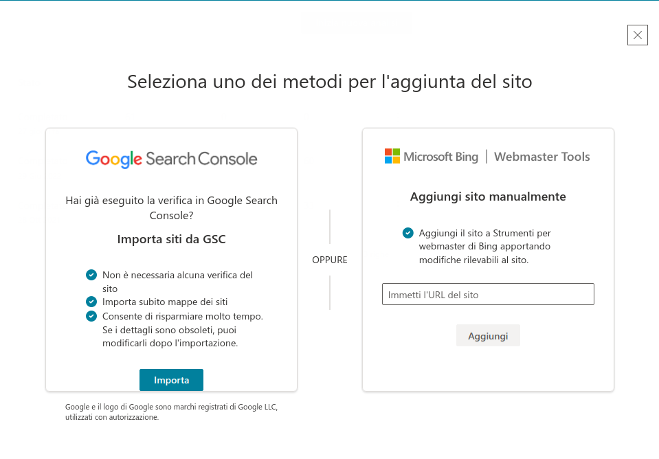 bing webmasters tools aggiunta sito