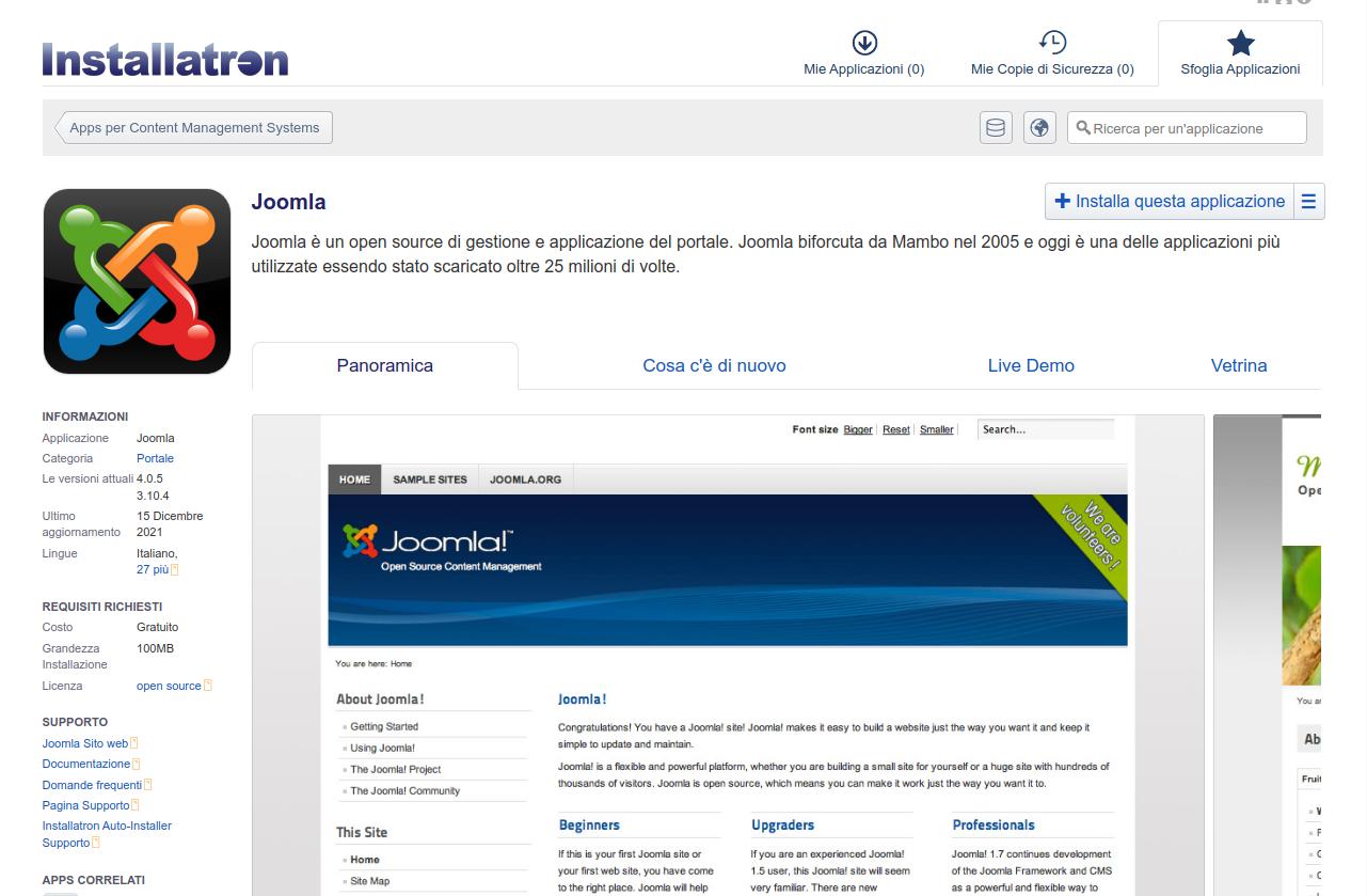 Installa Joomla