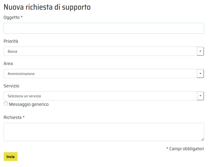 form nuovo ticket