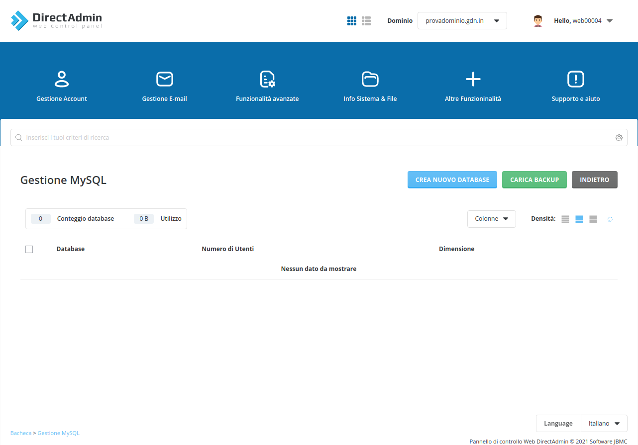 gestione mysql