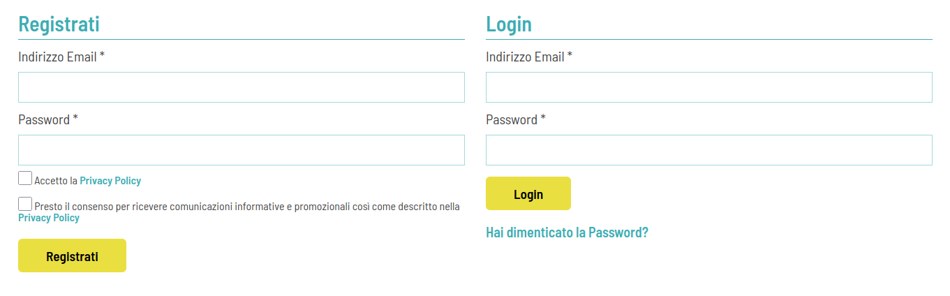 Registrazione o login Registrazione o login